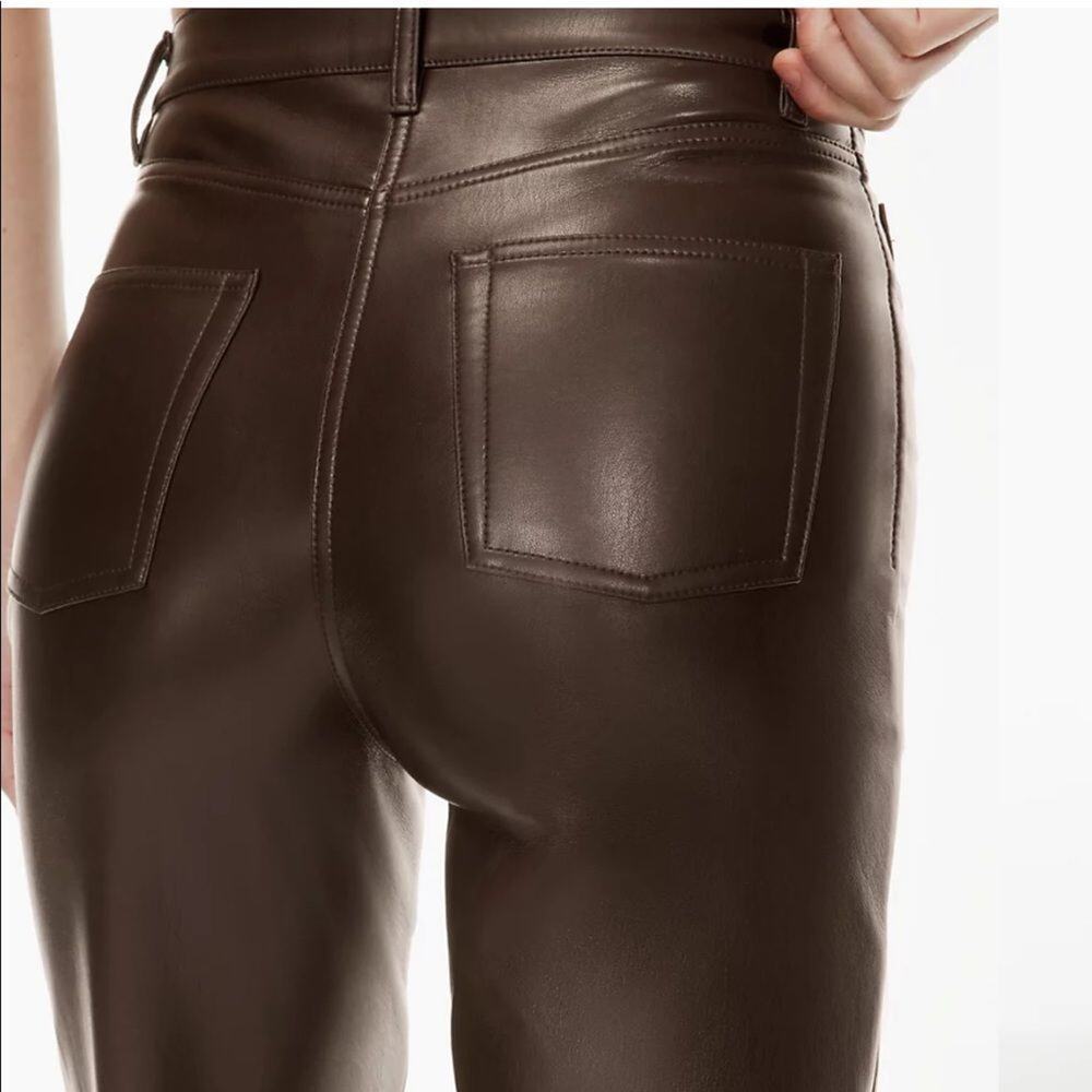 Wilfred Melina Cropped Faux Leather Pants Rich Mocha Size 12 - Picture 12 of 13